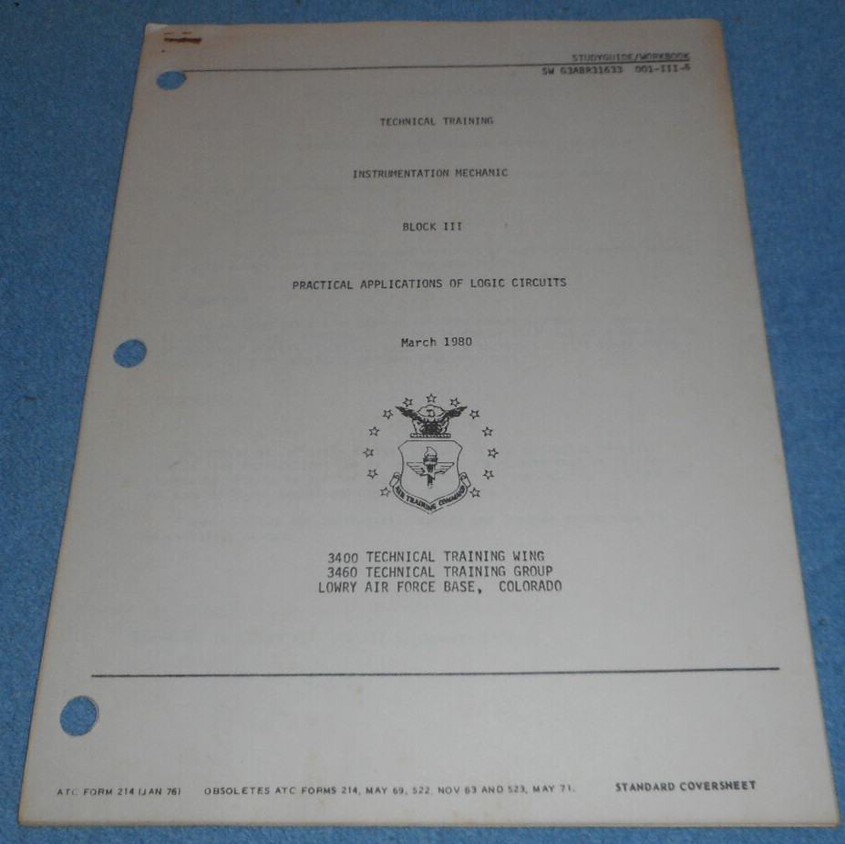 1980 US Air Force Technical Training ATC Study Guide Logic Circuit Applications