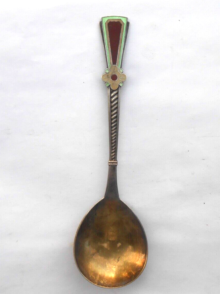 Vintage Russian Silver Enamel Spoon