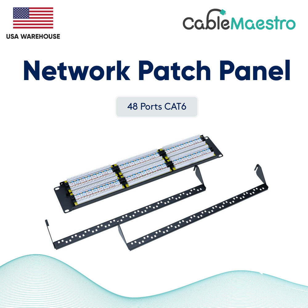 Patch Panel 48 Port UTP CAT6 RJ45 110 Network Surface Wall Mount Bracket