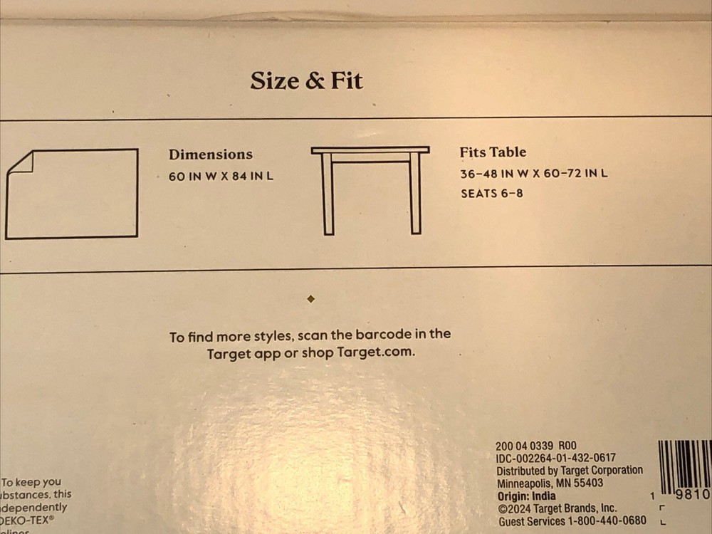Threshold Forest Green Oblong Tablecloth 60" X 84” Rectangular ￼Cotton/Linen