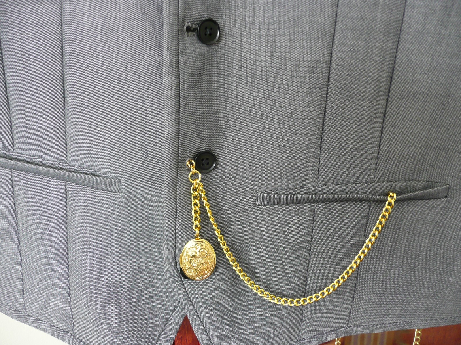 unusual single albert gold plated pocket watch chain fob t bar locket small