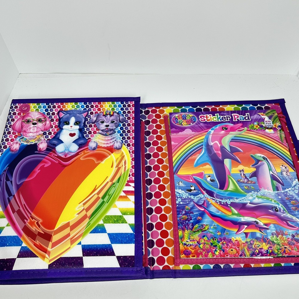 Lisa Frank Tri Fold Binder TIKANNI WOLF Cute Bright Fun