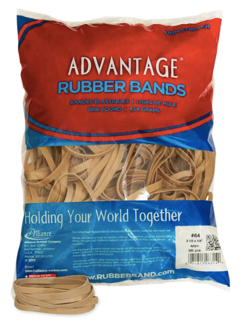 Bulk 5 Pounds - Advantage Rubber Bands #26644 Postal Size #64 (3-1/2 x 1/4")