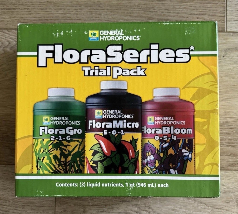 General Hydroponics Flora Grow, Bloom, Micro Combo Fertilizer Set, 1  qt