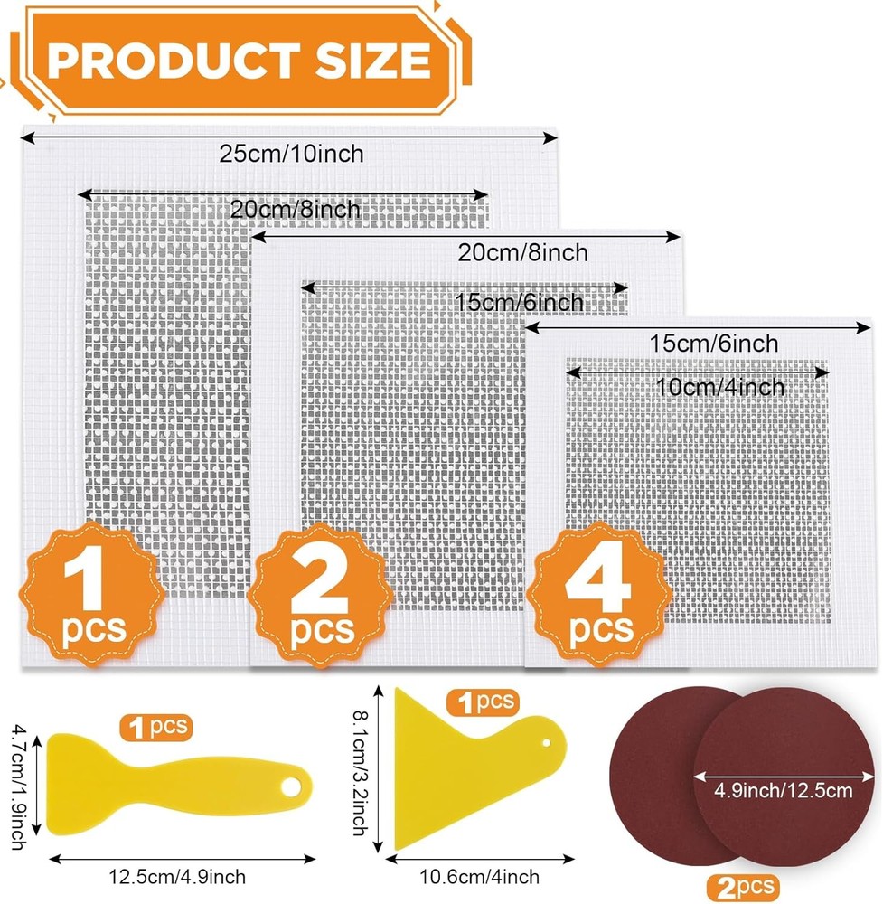 11 Pack Drywall Patch, 4/6/8 Inch Wall Patch with Extended Self Adhesive Mesh