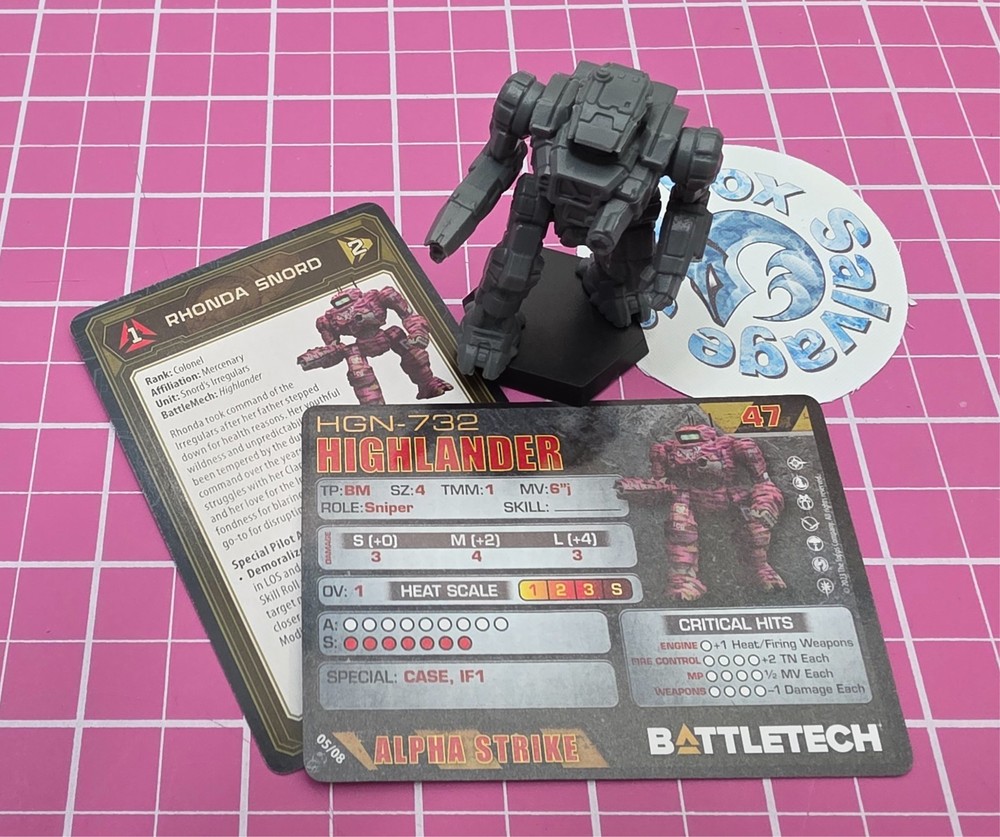 BattleTech Highlander  Mech  -- Snord's Irregulars Assault Lance + Cards