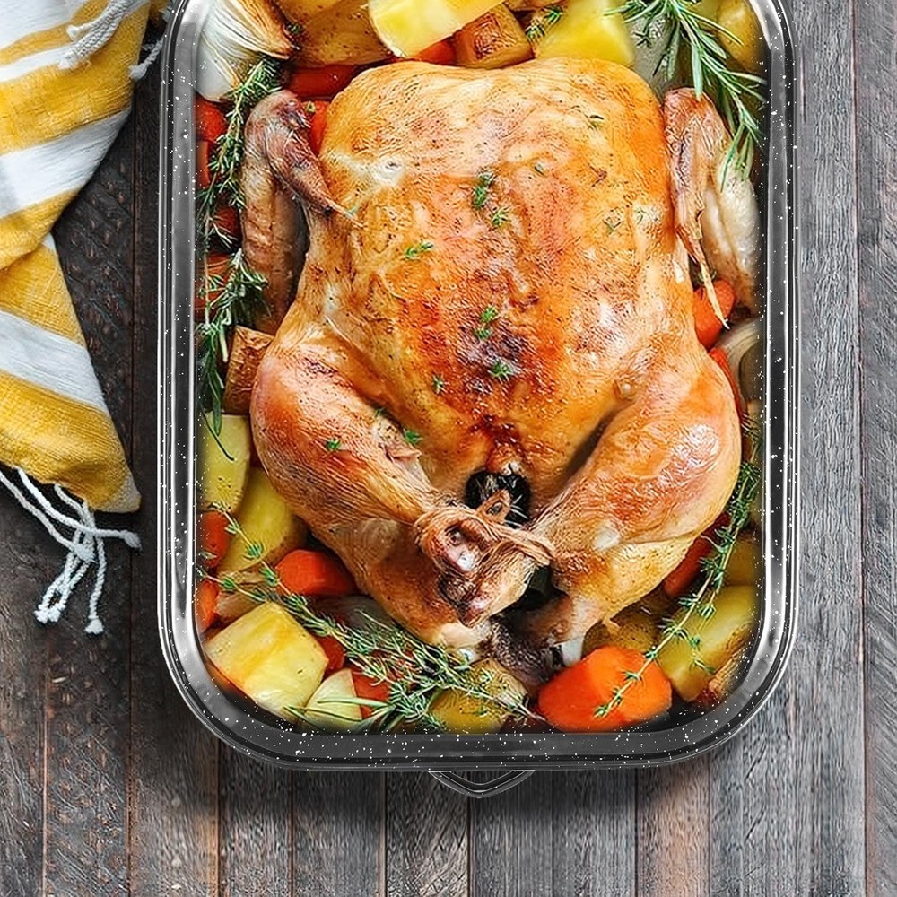 21Inch Roasting Pan, Extra Large Rectangle Roasting Pan , 25lb Capacity, Large