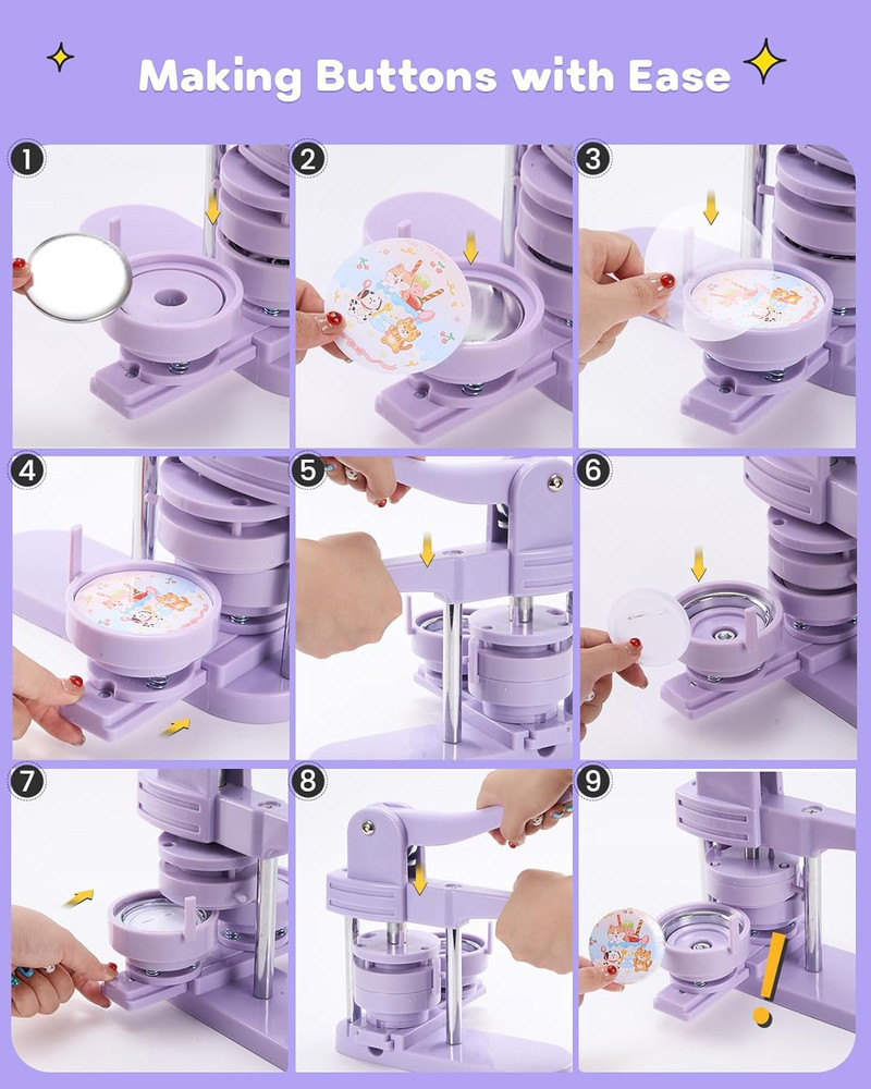 1+1.25+2.25 Inch Button Maker Machine Multiple Sizes - Pin Button Maker Kit for