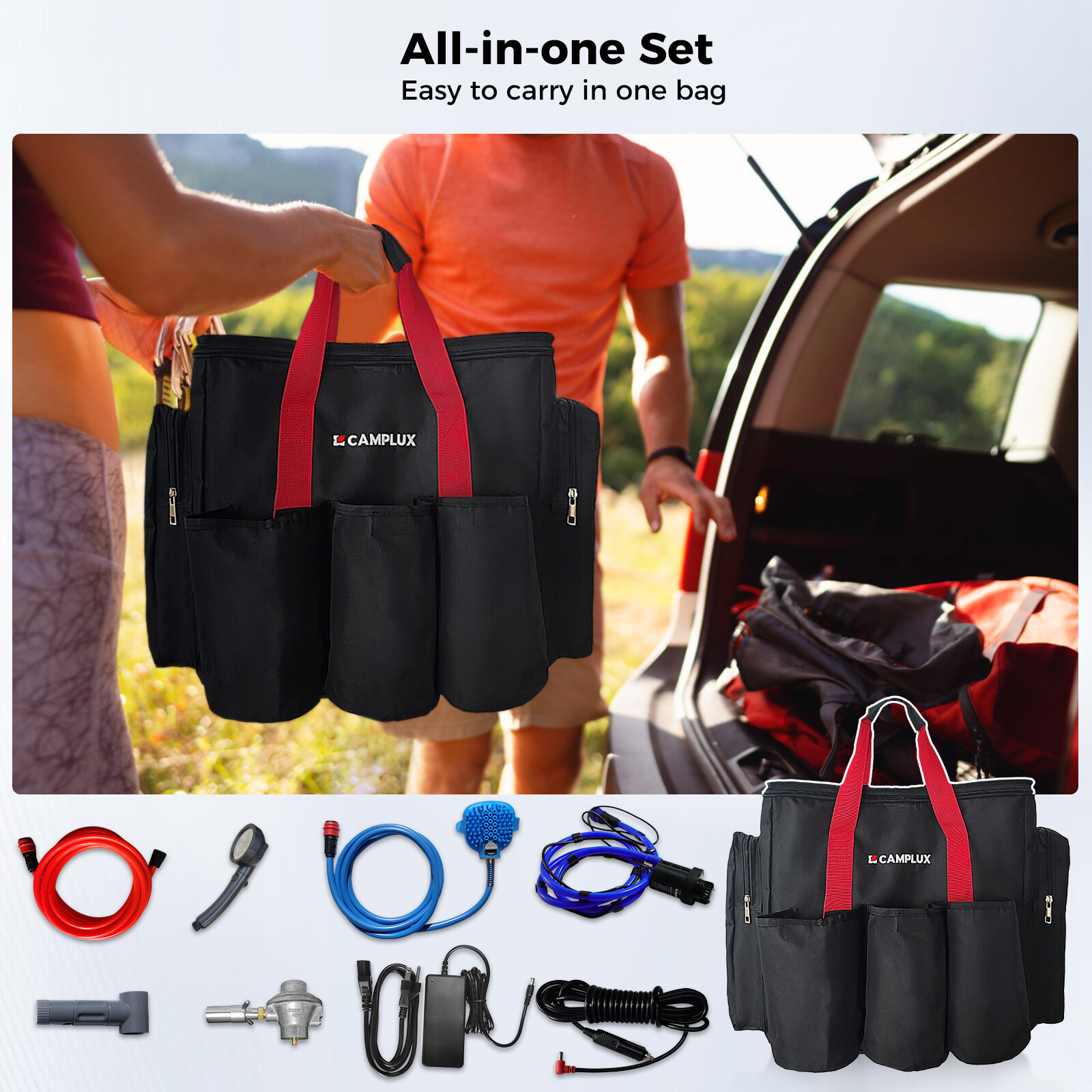 CAMPLUX Nano 3 Max Portable Gas Water Heater & Pump Rechargeable Shower System