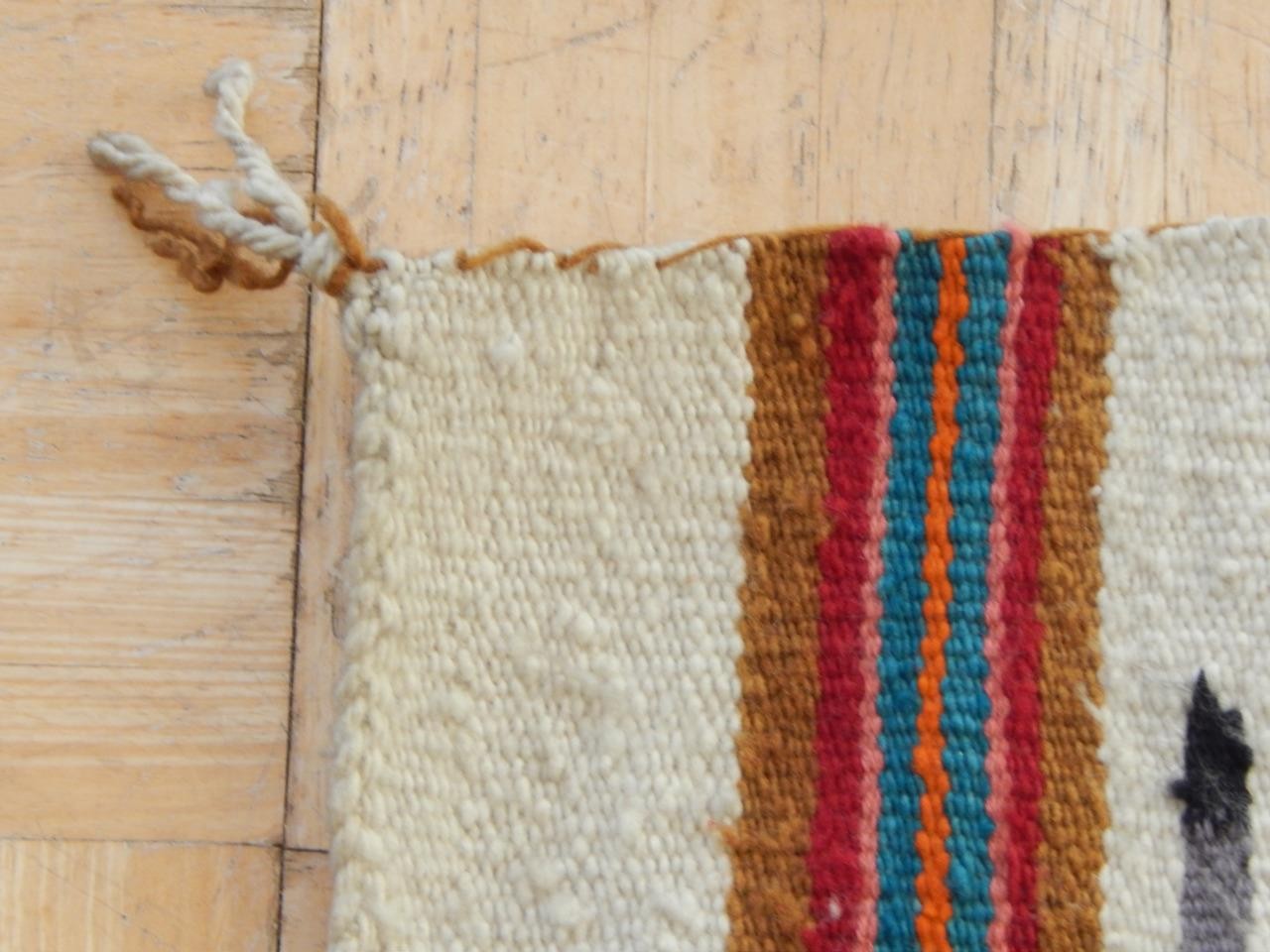 VINTAGE NAVAJO INDIAN SHIPROCK CORN YEI PICTORIAL RUG / WEAVING - CLEAN + NICE !