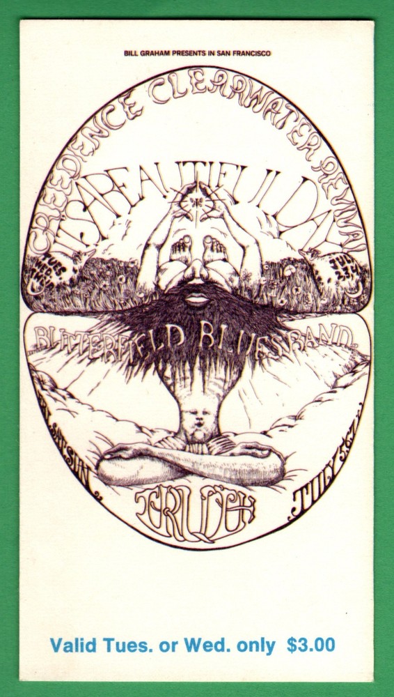 CrEEdence CLearWater ReViVaL BG127 BiLL Graham FiLLmore 1968 TueSdaY Ticket