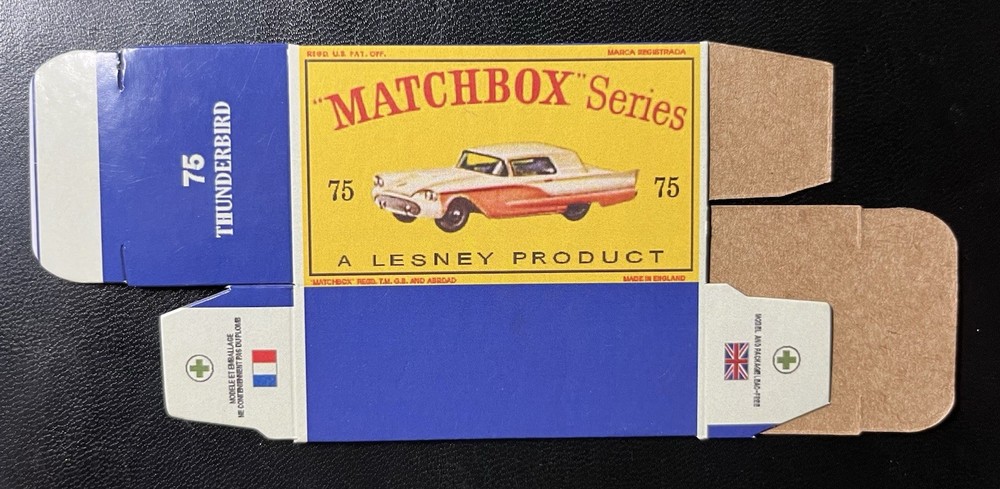 Matchbox #75 Thunderbird ‘61-‘65 Type D Repro Box