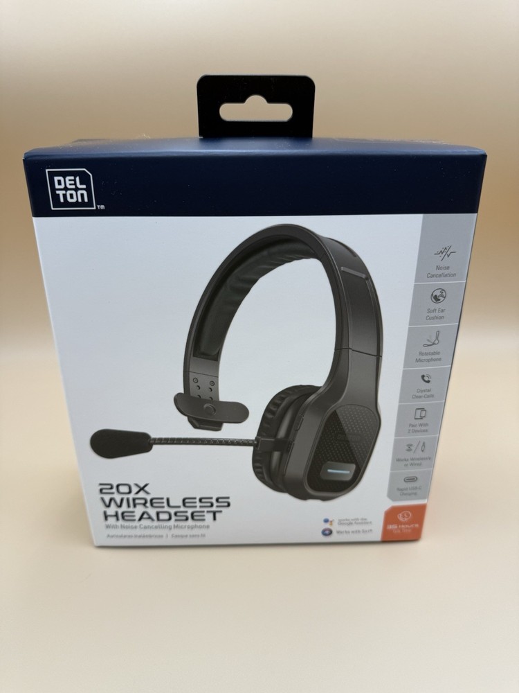 Delton 20x Professional Wireless Computer Headset with Mic | On Ear Bluetooth