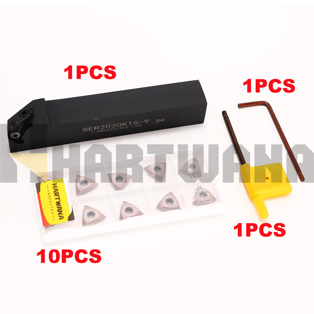 Lathe Threading Tool Holder External Vertical Threading Inserts 16VERAG60 10PCS