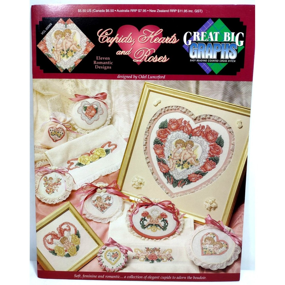 Great Big Graphs Cupids Hearts & Roses Counted Cross Stitch Leaflet pattern