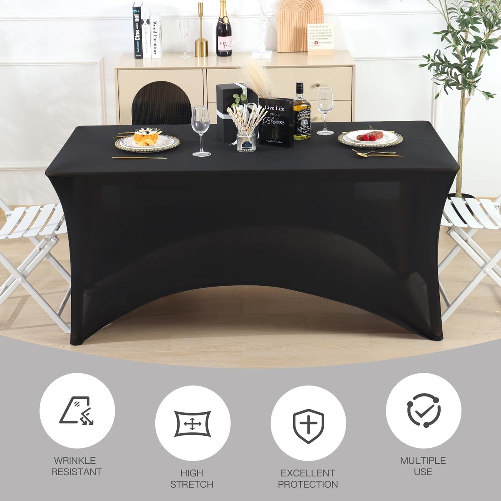 Fixwal 6 Pack Table Cover, 6FT Spandex Table Cloth Fitted Rectangular Tablecl...