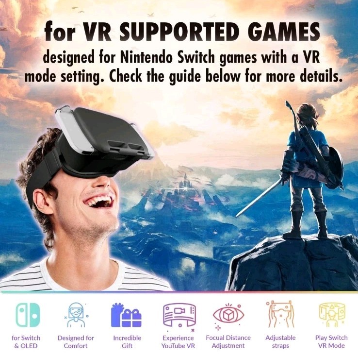 🎮 ⭐ Orzly VR Headset for Nintendo Switch & OLED – Adjustable Lens Black