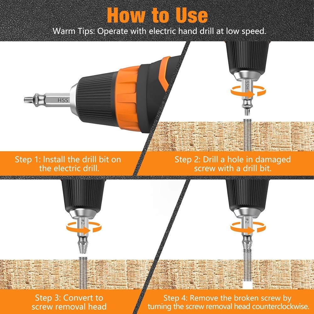 6 PCS Drill Bit & Extractor Tool Set - HSS Screw Removal Made Easy