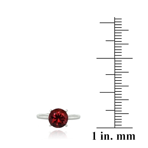 925 Silver Created Ruby Round Solitaire Ring