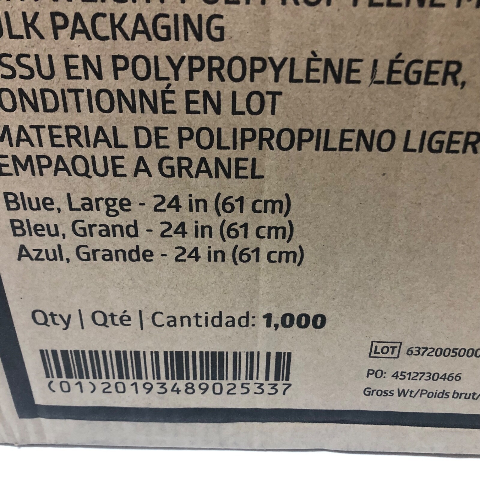1000 Case - Medline 24" Blue Bouffant Cap Non Woven Disposable Hairnet CRI1404A