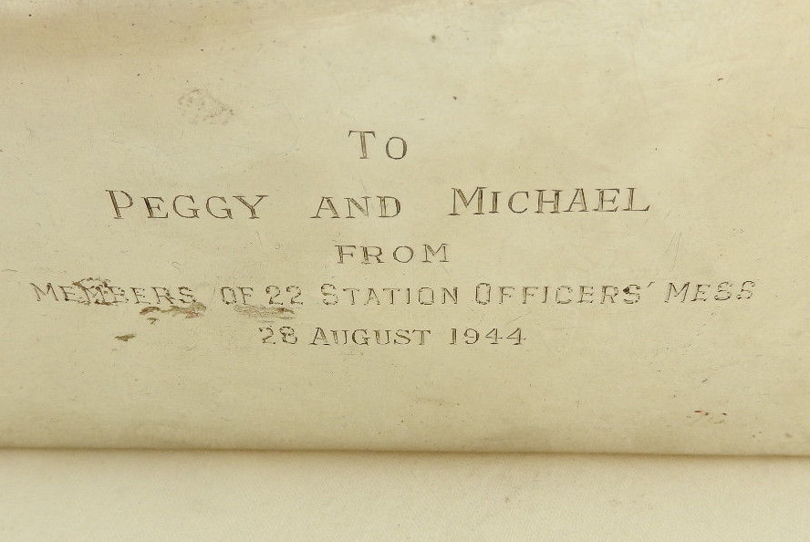 WW2 Military Silver Cigarette Box Presented From 22 Station Officers Mess (4977)