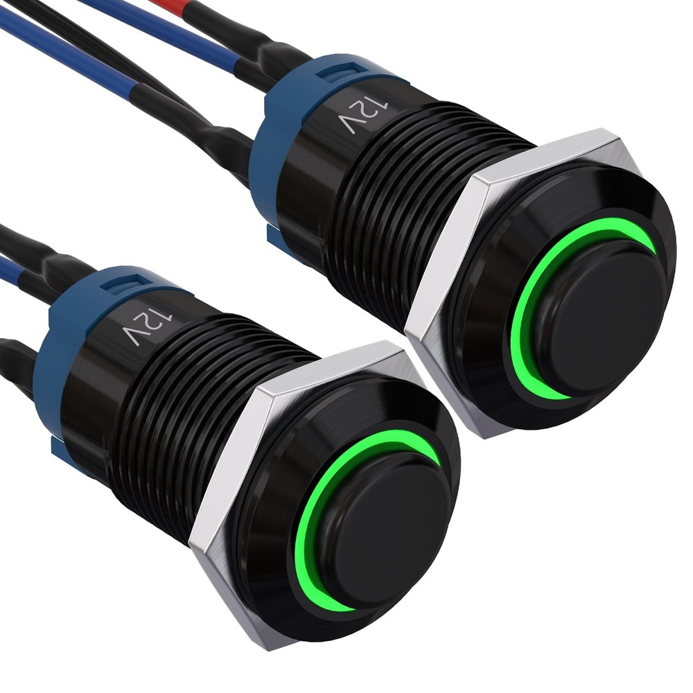 12mm Latching Push Button Switch 1NO Pre-Wired 150mm | IP65 Waterproof for Auto