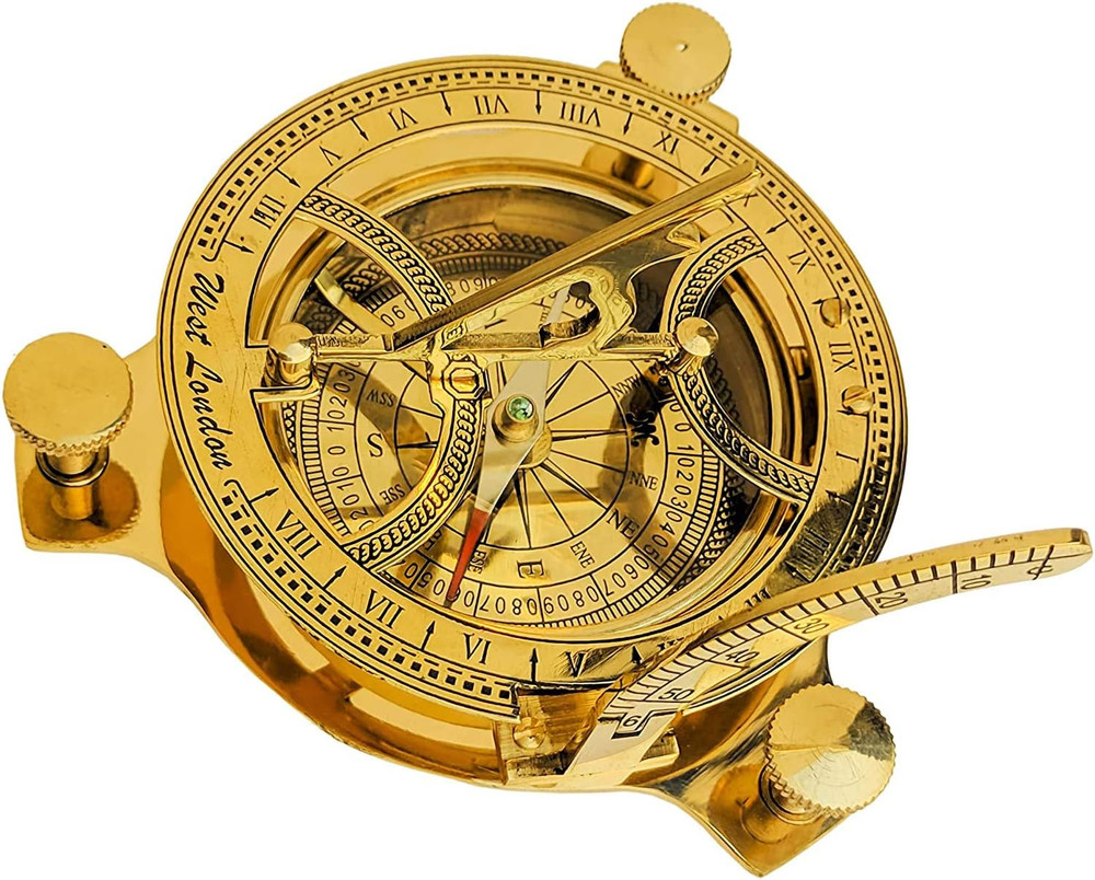 3" Sundial Compass - Solid Brass Sun Dial Rustic Vintage Home Decor Gifts Fully