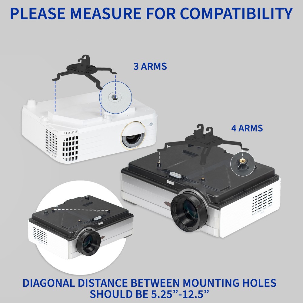 VIVO Universal Extended Ceiling Projector Mount | Height Adjustable (Black)