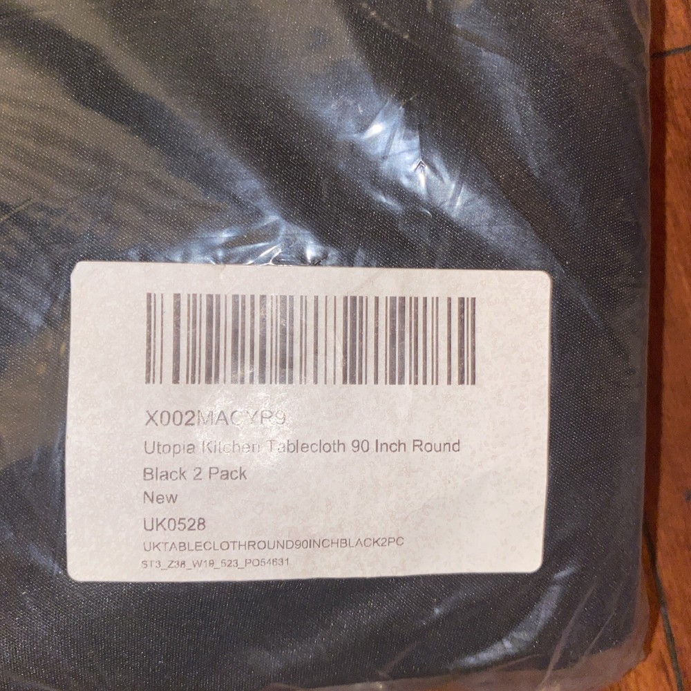 Pack 2 Utopia 90 Inch Round Table Cloth Black Tablecloth Machine Washable EDW8
