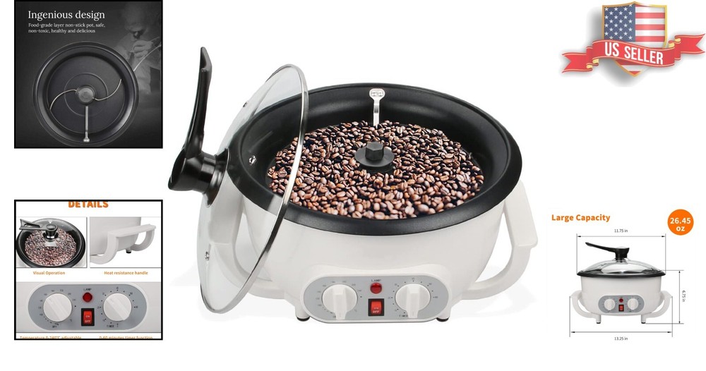 Multi-Function Coffee Bean Roaster: Roast Peanuts, Chestnuts & More, 110V 1200W
