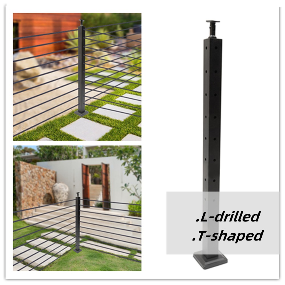 Cable Railing Post Corner Post 36''x2''x2'' Stainless Steel Pre-drilled Posts