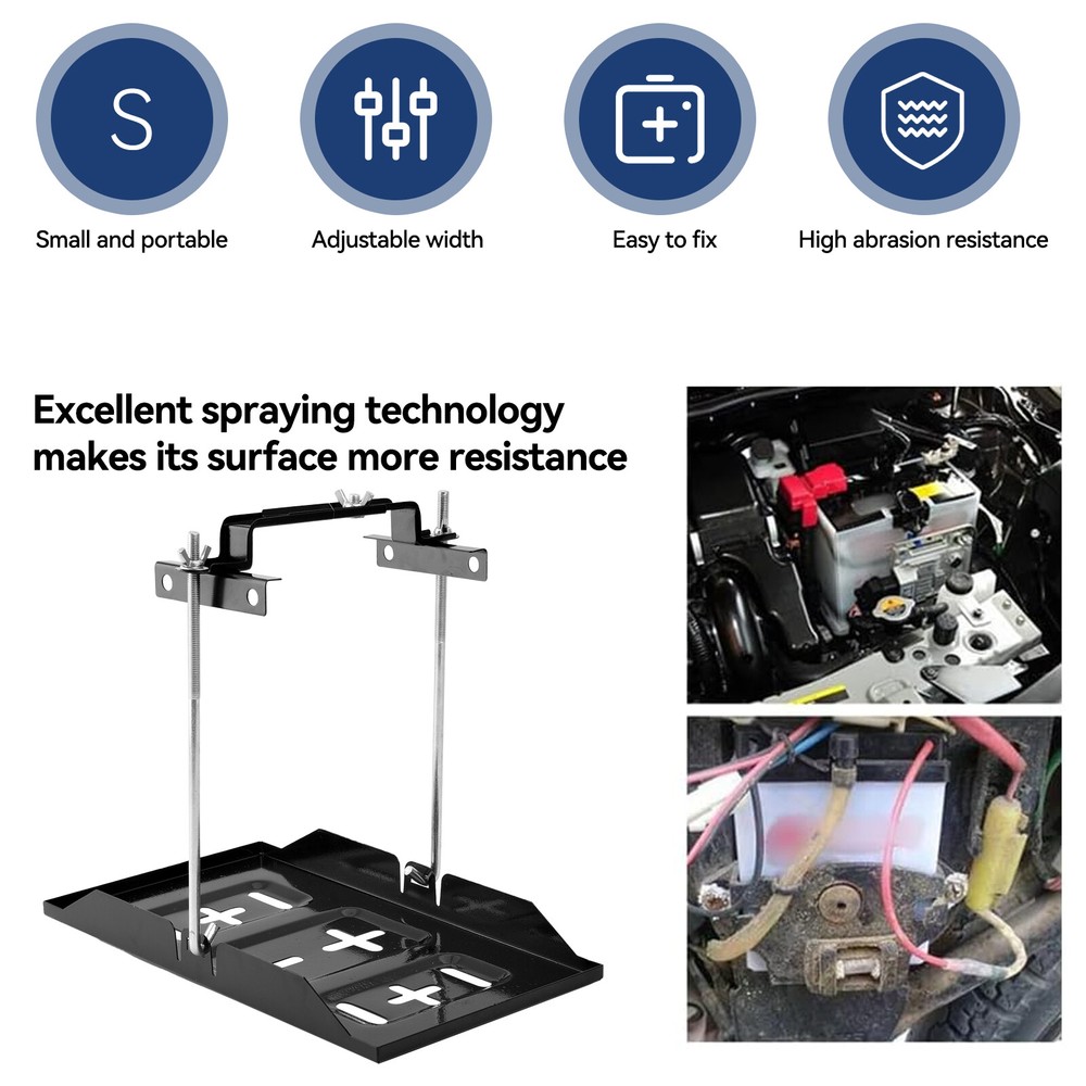 Universal Car Storage Battery Holder Adjustable Tray Hold Down Clamp Bracket