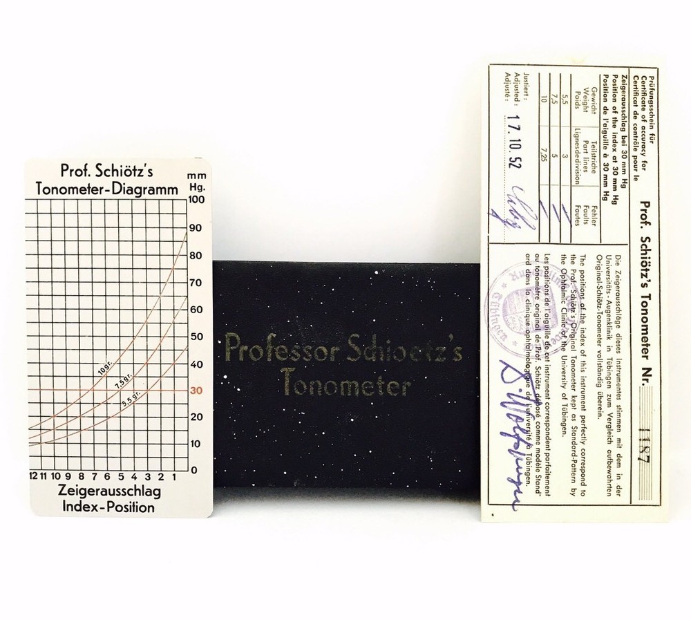 Used Professor Schioetz's Tonometer With Original Certification # 1187