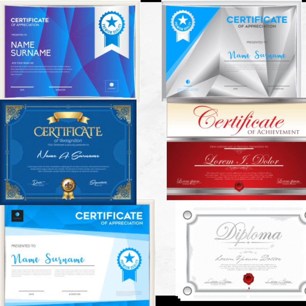 Professional Certificate Templates Designs Bundle 1000+ Vectors Fully Editable