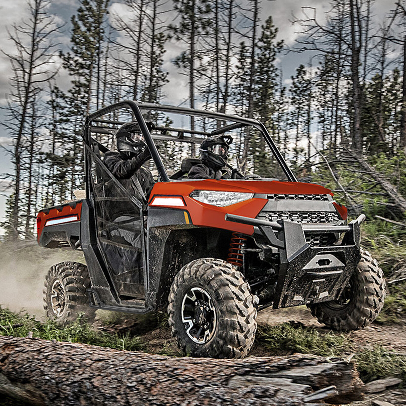 KEMIMOTO Nerf Bars w/ Steps Rock Sliders for Polaris Ranger XP 1000 2018-2024