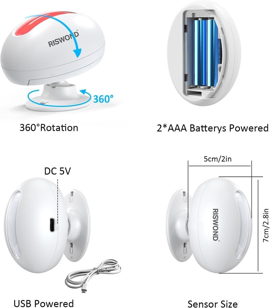 Motion Sensor Door Chime,Wireless Motion Detector Alarm, USB/Battery Powered