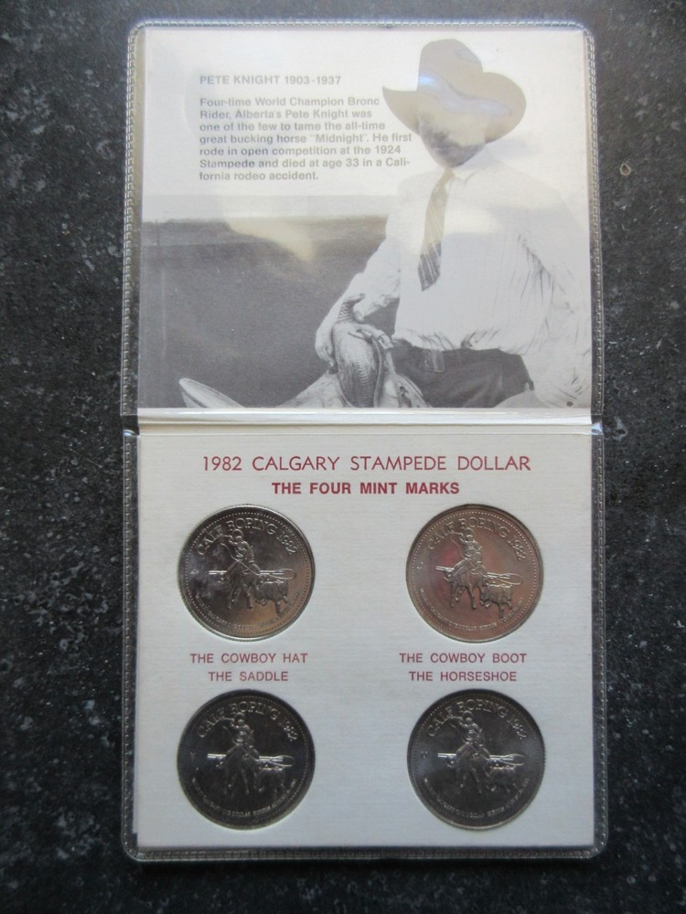 1982 Calgary Stampede Four Mint Mark Dollar Set