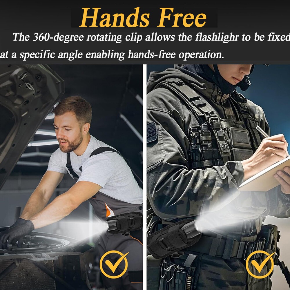 Tactical Flashlight Pouch Adjustable Torch Carry Case with 360-Degree Rotatable