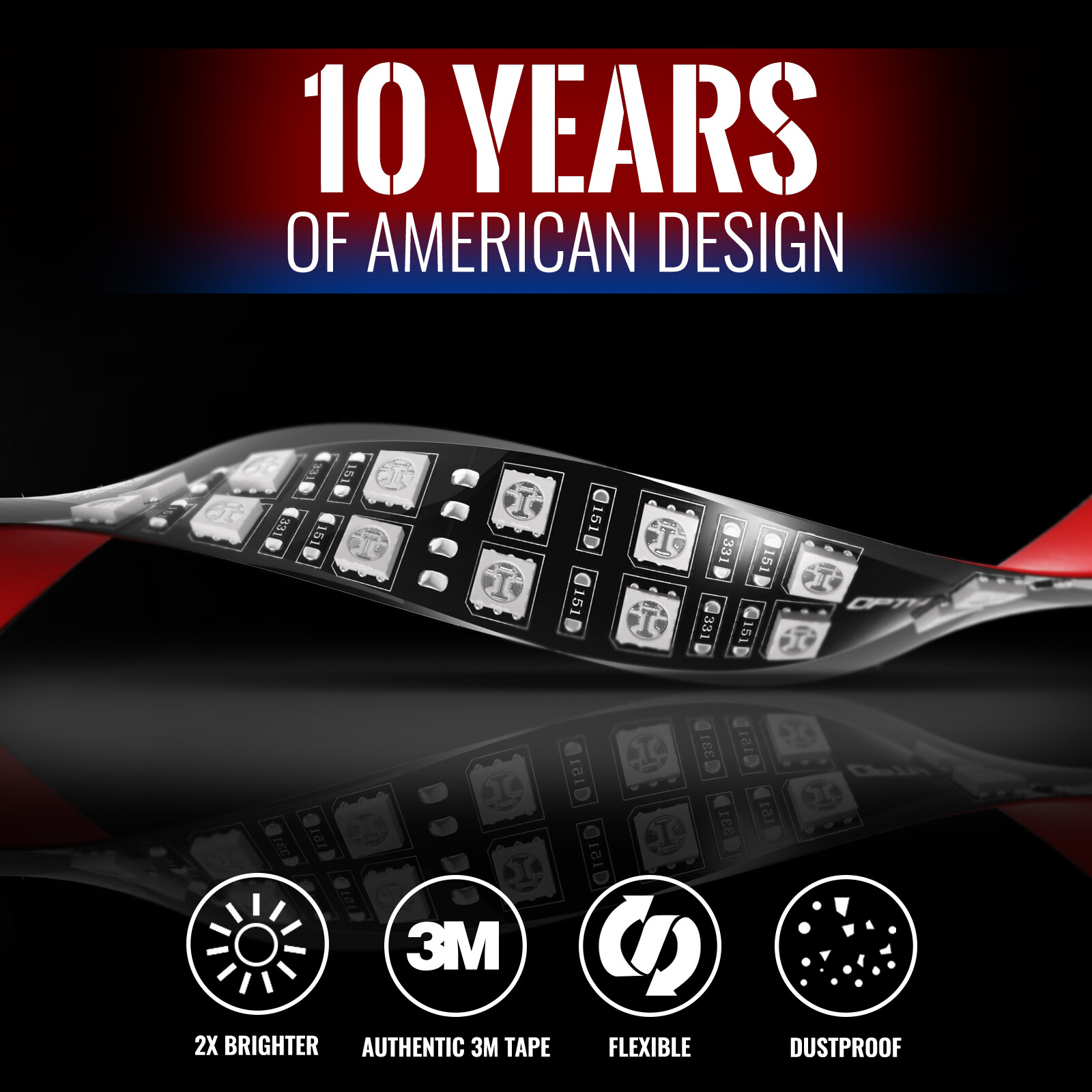 OPT7 Motorcycle LED Light Kit All-Color Underglow Neon Strip 10pc Double Cruise