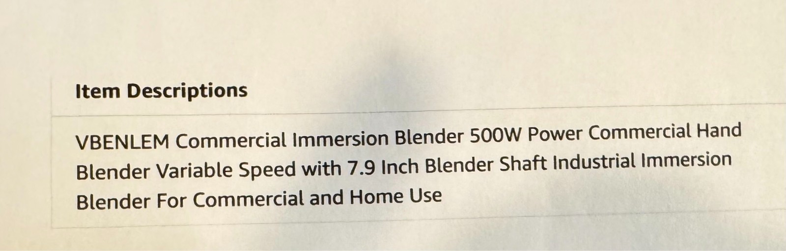 VBENLEM Commercial Immersion Blender 500W Power, Hand Held Mixe , 15.7-Inch