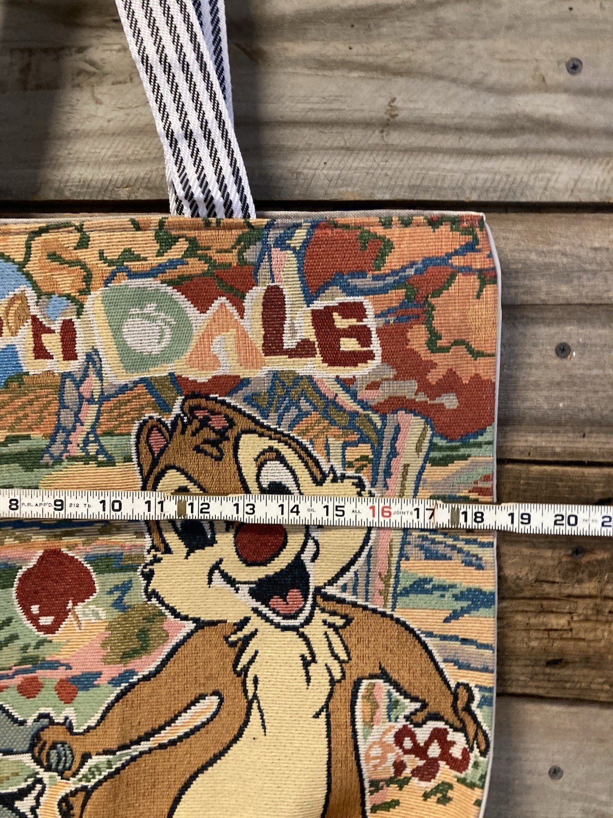 Chip 'n Dale Tote Bag Disney Embroidery Canvas Tote -NEW