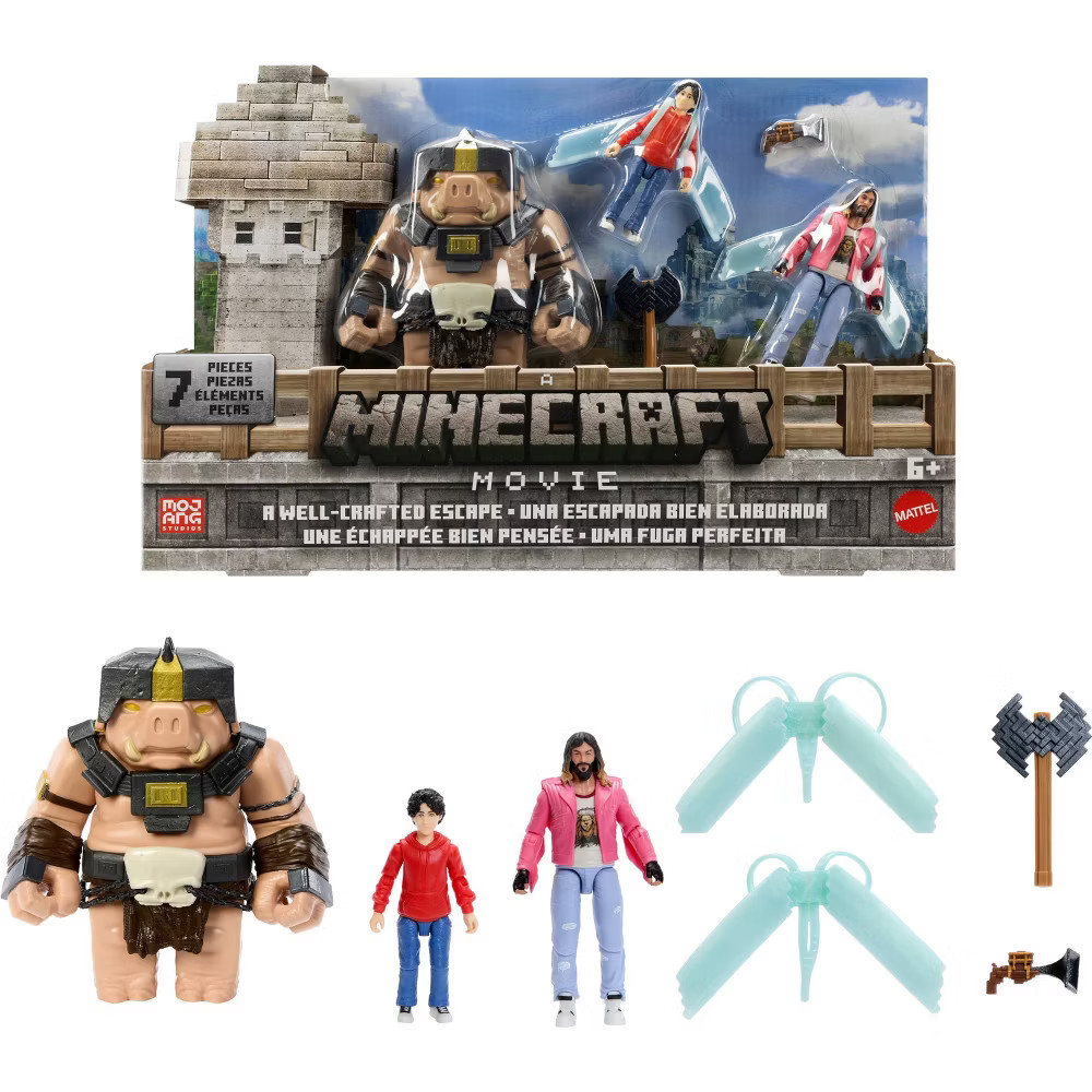 Minecraft A Well-Crafted Escape Figure Pack with 3 Action Figures & 4