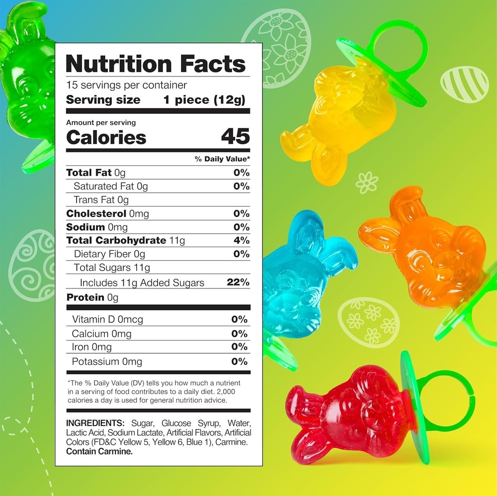 Bunny Ring Lollipops - 15 Count Individually Wrapped - Assorted Fruit Flavors