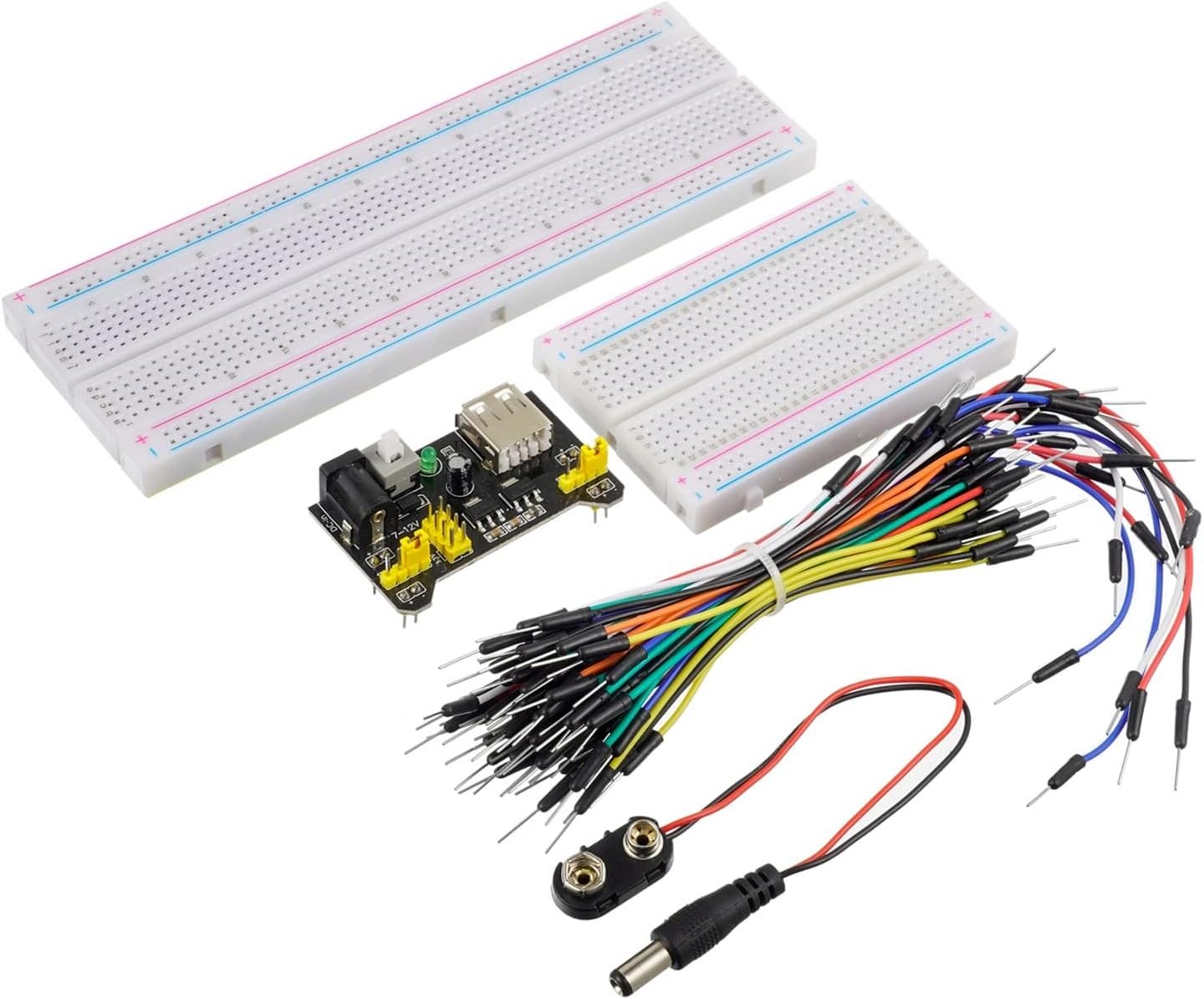 Breadboard Kit with Power Supply Module， Jumper Wires，Battery Clip，830 & 400...