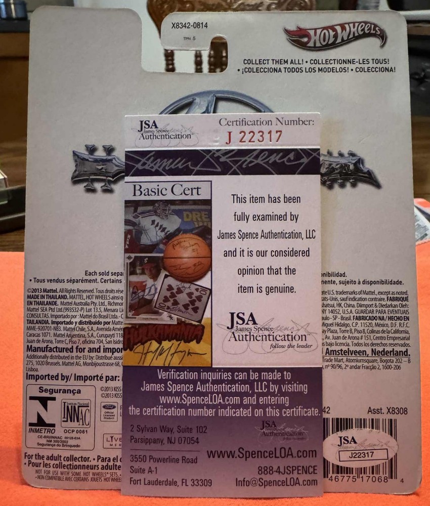 ACE FREHLEY autographed Hot Wheels KISS signed collectable!! JSA/COA TRUE 1/1