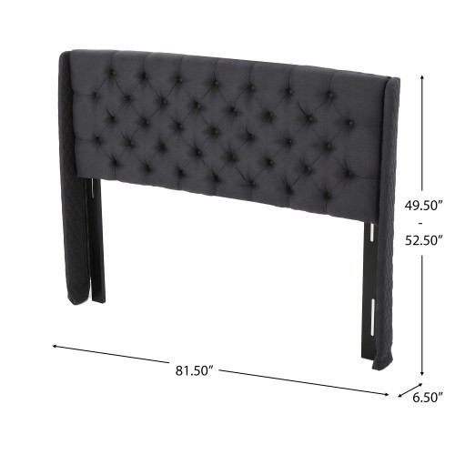 Upholstered Wingback Headboard, Sturdy Structure, King Size, Black ,Canada