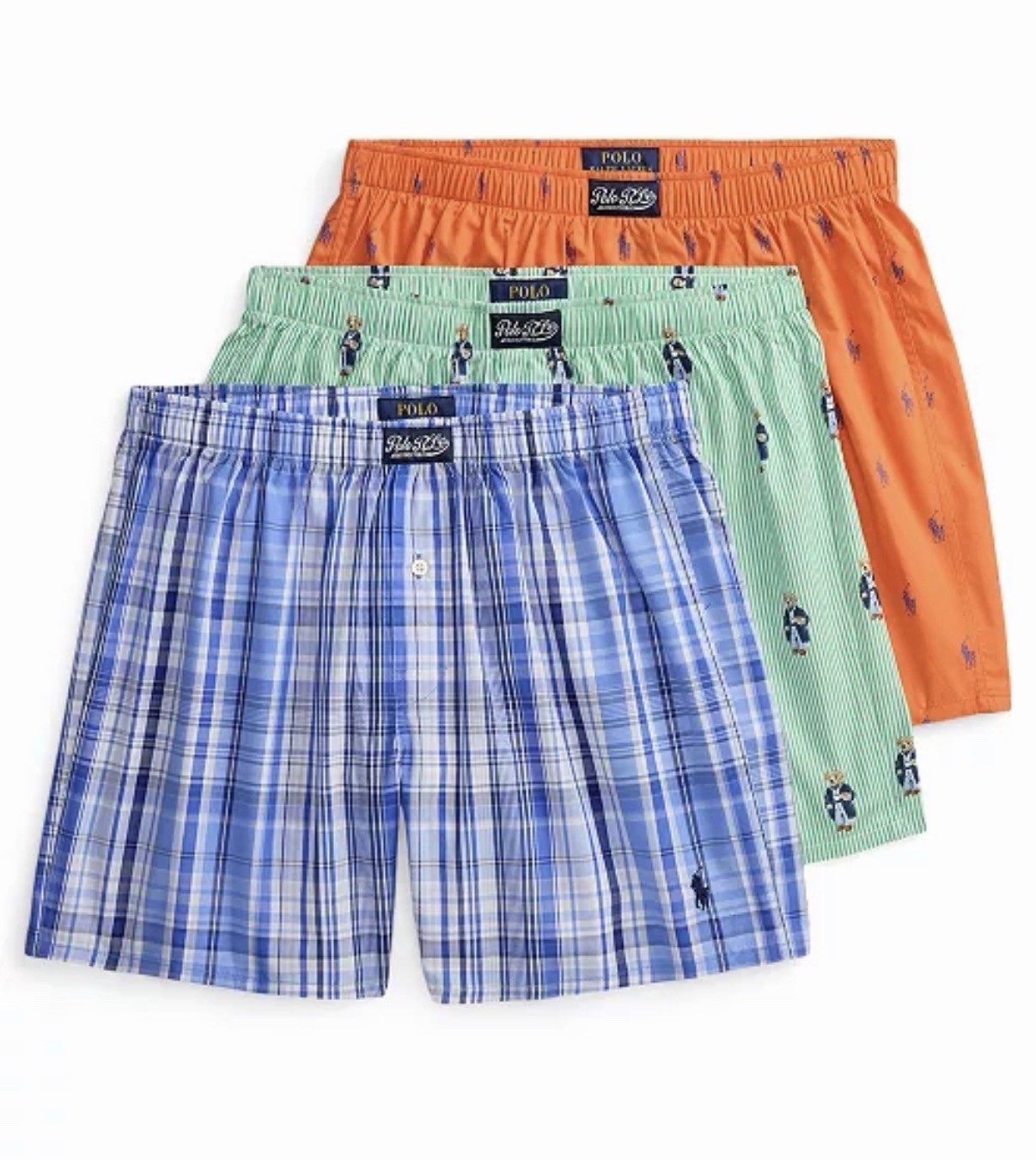 Men’s Polo Ralph Lauren Classic Fit Woven Boxers 3 Pack 100% Cotton Size Medium