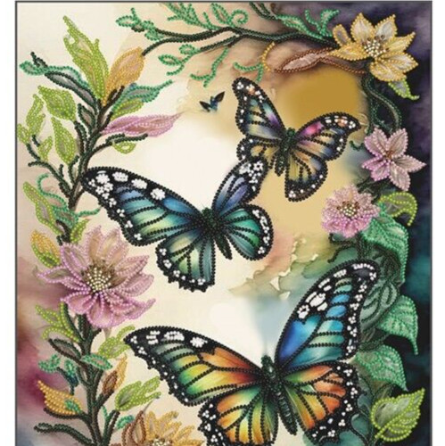 Bead embroidery kit Needlework DIY Beadwork Magic butterflies Beading stitching