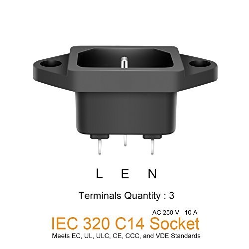 10 Pack AC 250V 10A IEC 320 C14 Panel Mount Plug Adapter Power Connector Socket