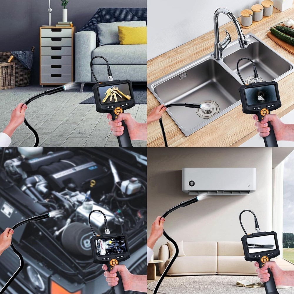 Endoscope Camera with Light 1080P HD Borescope Tools w/ 8 Adjustable LED Lights